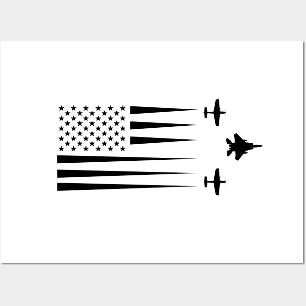 F-15 Eagle P-51 Mustang American Flag Wall Art by Dirty Custard Designs 